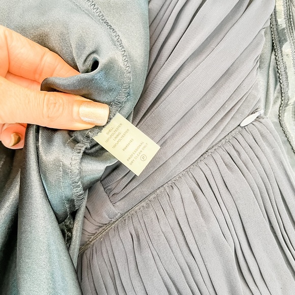 Calvin Klein Navy Blue One Pearlescent Strap Gathered Front Gown Size 6 - Picture 8 of 10